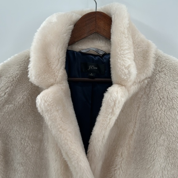 J. Crew Yuna Teddy Fur Coat, Cream, Size Large - Picture 3 of 6